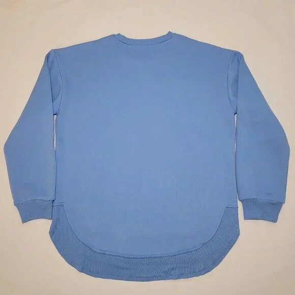 Embossed Crewneck Sweatshirt Womens Blue Salty Wave Small Beachy Streetwear NWOT - Picture 9 of 10